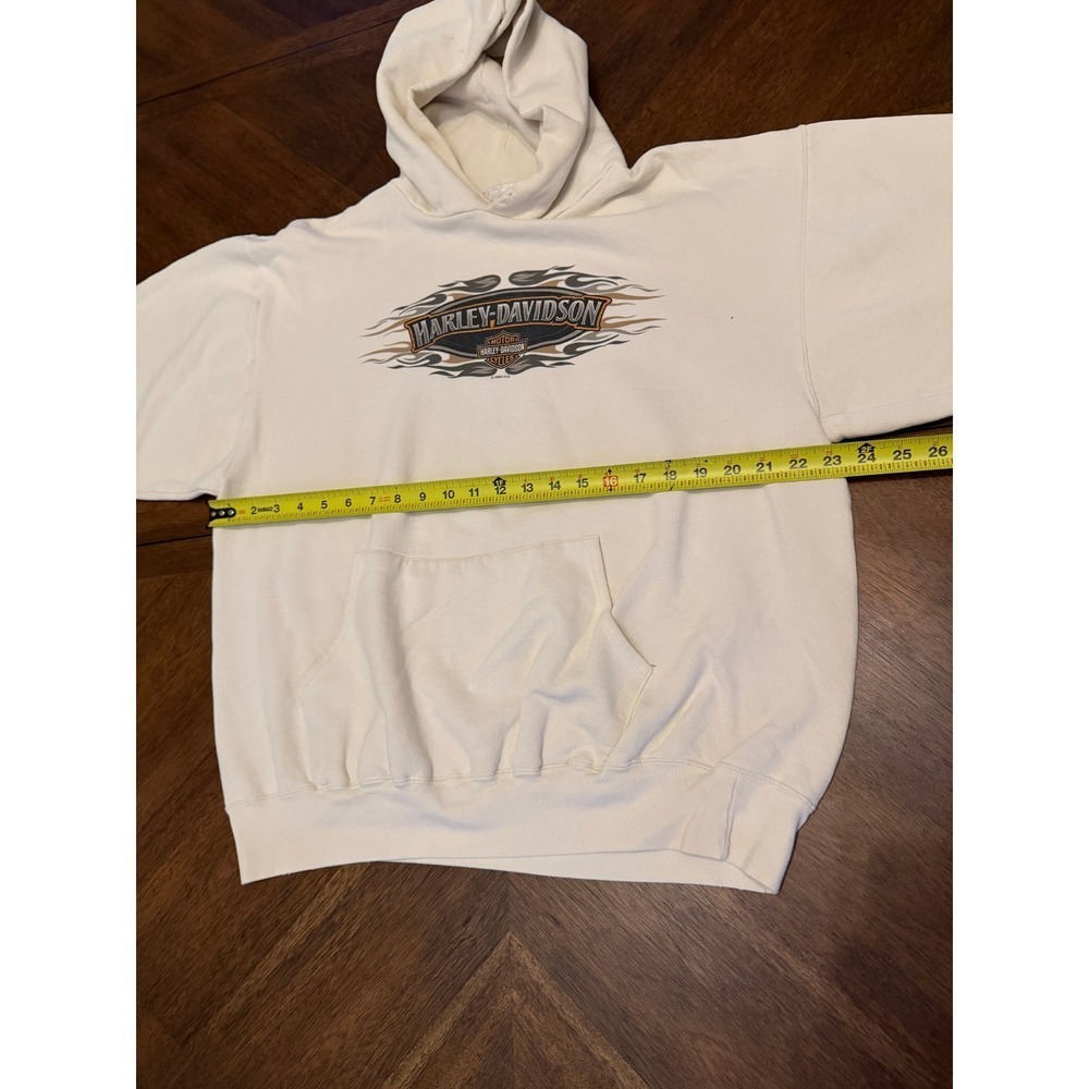 Harley-Davidson Hoodie Mens XL Cream Biggs San Marcos CA 2006 Graphic Pullover - Picture 6 of 6